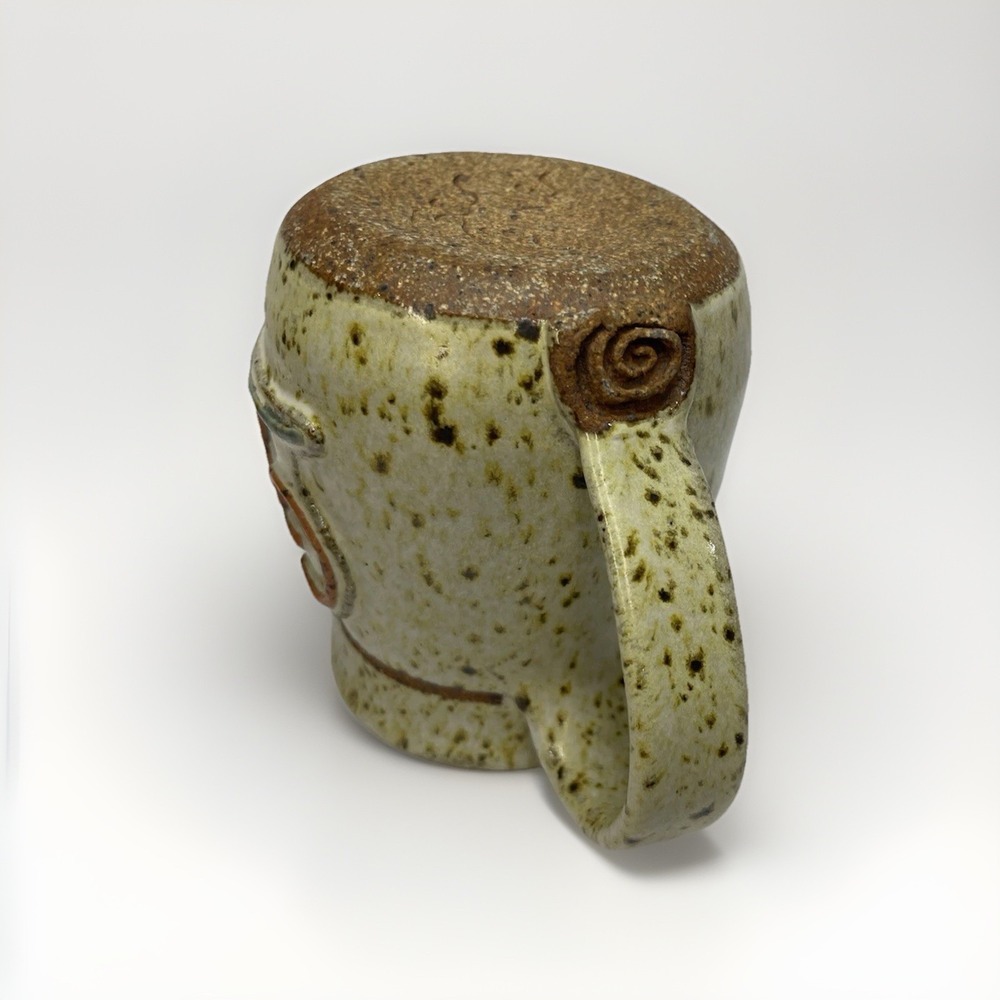 Rustic Initials GP Vintage Stoneware Ceramic Coffee Mug Speckled Oatmeal Glaze - Picture 6 of 8